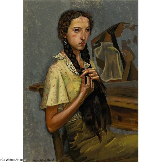Wikioo.org - The Encyclopedia of Fine Arts - Painting, Artwork by Boris Dmitrievich Grigoriev - Portrait Of A Girl At The Mirror