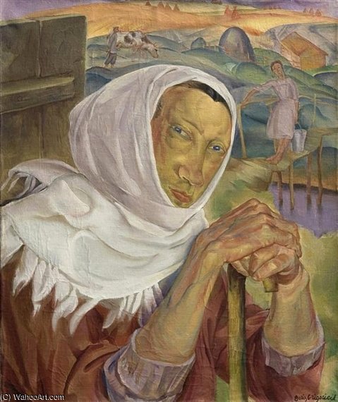 Wikioo.org - The Encyclopedia of Fine Arts - Painting, Artwork by Boris Dmitrievich Grigoriev - Portrait Of A Peasant Woman