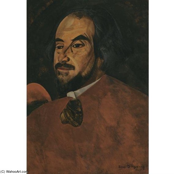 WikiOO.org - Enciclopédia das Belas Artes - Pintura, Arte por Boris Dmitrievich Grigoriev - Portrait Of An Actor Said To Be Nikolai Alexandrov