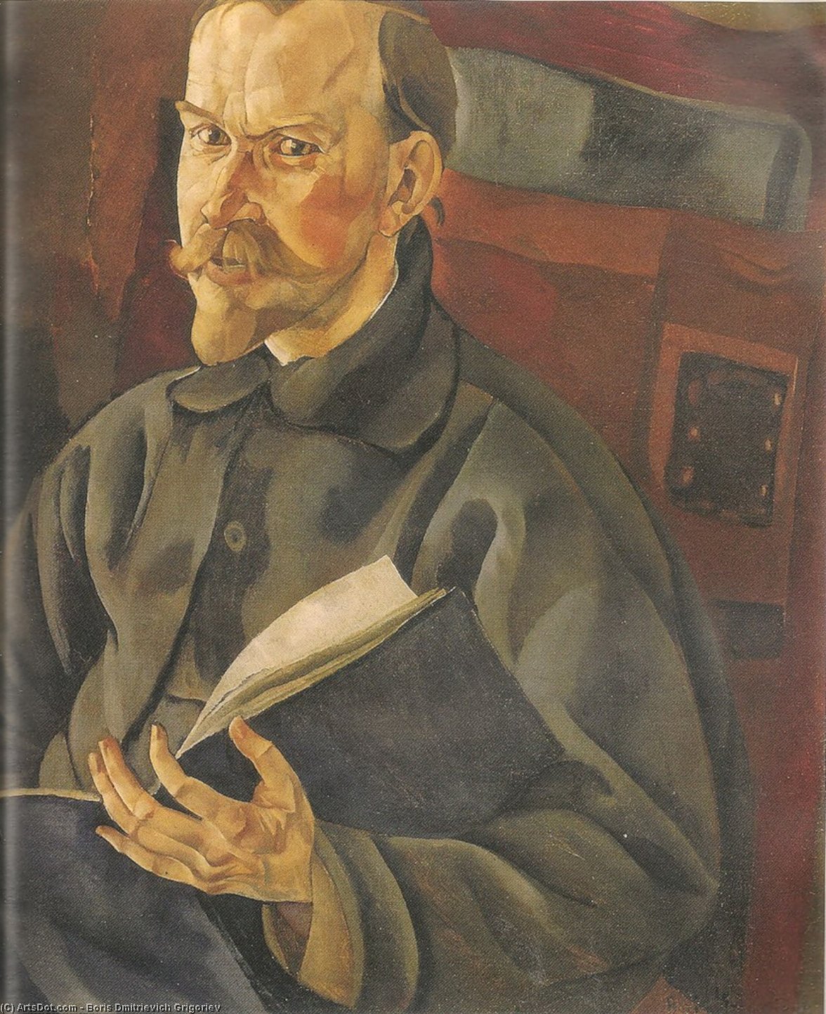 WikiOO.org - Encyclopedia of Fine Arts - Maleri, Artwork Boris Dmitrievich Grigoriev - Portrait Of Boris Kustodiev