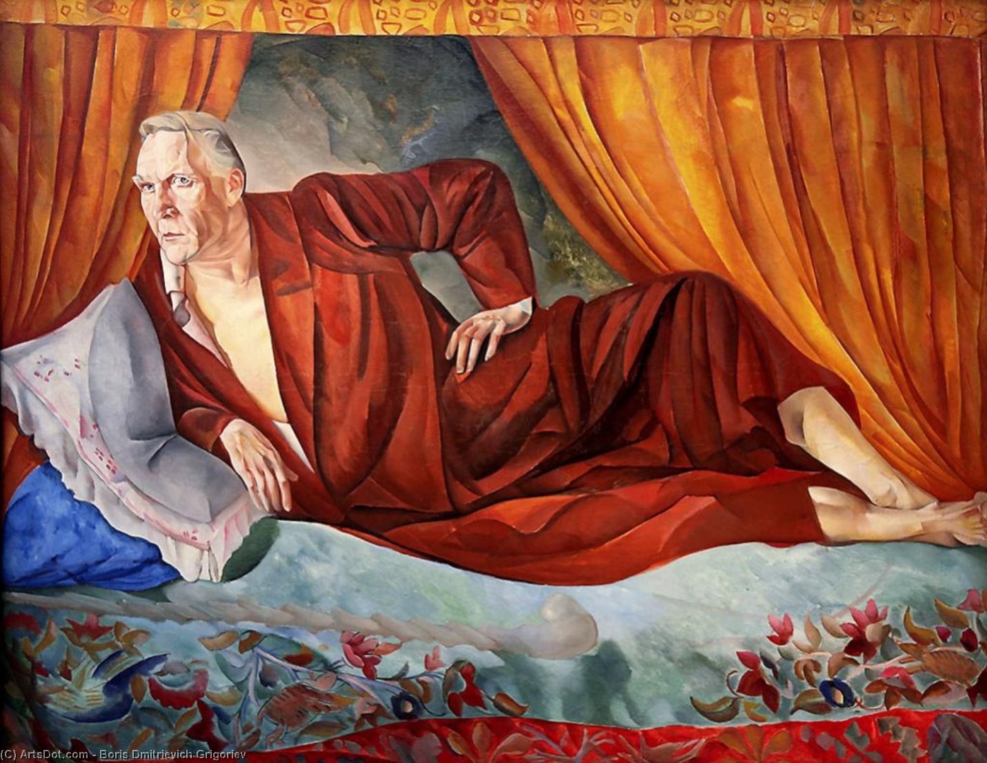 Wikioo.org - The Encyclopedia of Fine Arts - Painting, Artwork by Boris Dmitrievich Grigoriev - Portrait Of Singer Fedor Shaliapin