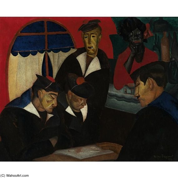 Wikioo.org - สารานุกรมวิจิตรศิลป์ - จิตรกรรม Boris Dmitrievich Grigoriev - Sailors At A Café, Boui Bouis