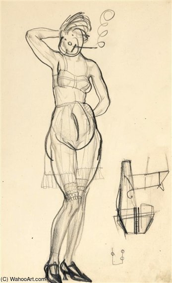 Wikioo.org – La Enciclopedia de las Bellas Artes - Pintura, Obras de arte de Boris Dmitrievich Grigoriev - De pie desnuda