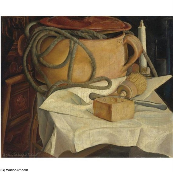 Wikioo.org - The Encyclopedia of Fine Arts - Painting, Artwork by Boris Dmitrievich Grigoriev - Still Life With Candle And Pot