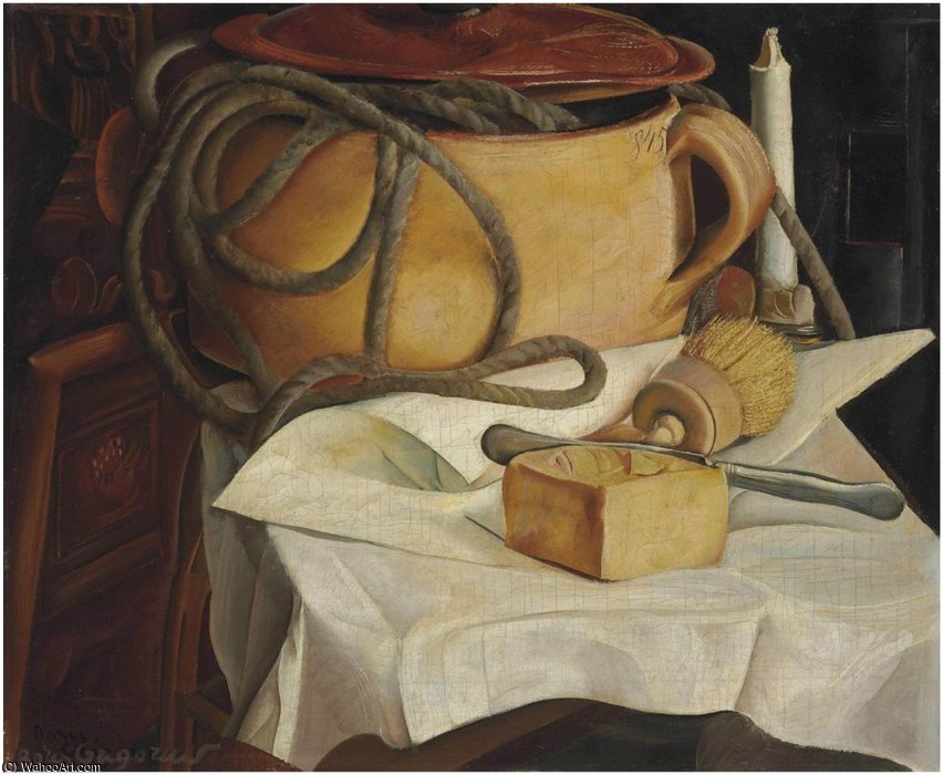 WikiOO.org - Encyclopedia of Fine Arts - Maľba, Artwork Boris Dmitrievich Grigoriev - Still-life With Candle And Pot