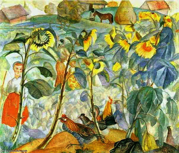 WikiOO.org - Encyclopedia of Fine Arts - Maľba, Artwork Boris Dmitrievich Grigoriev - Sunflowers