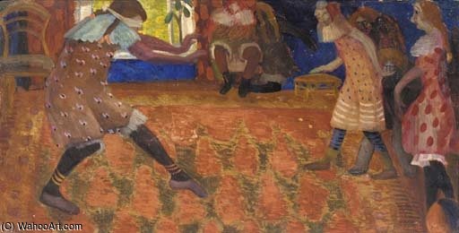 WikiOO.org - Encyclopedia of Fine Arts - Målning, konstverk Boris Dmitrievich Grigoriev - The Game Of Blindman's Bluff