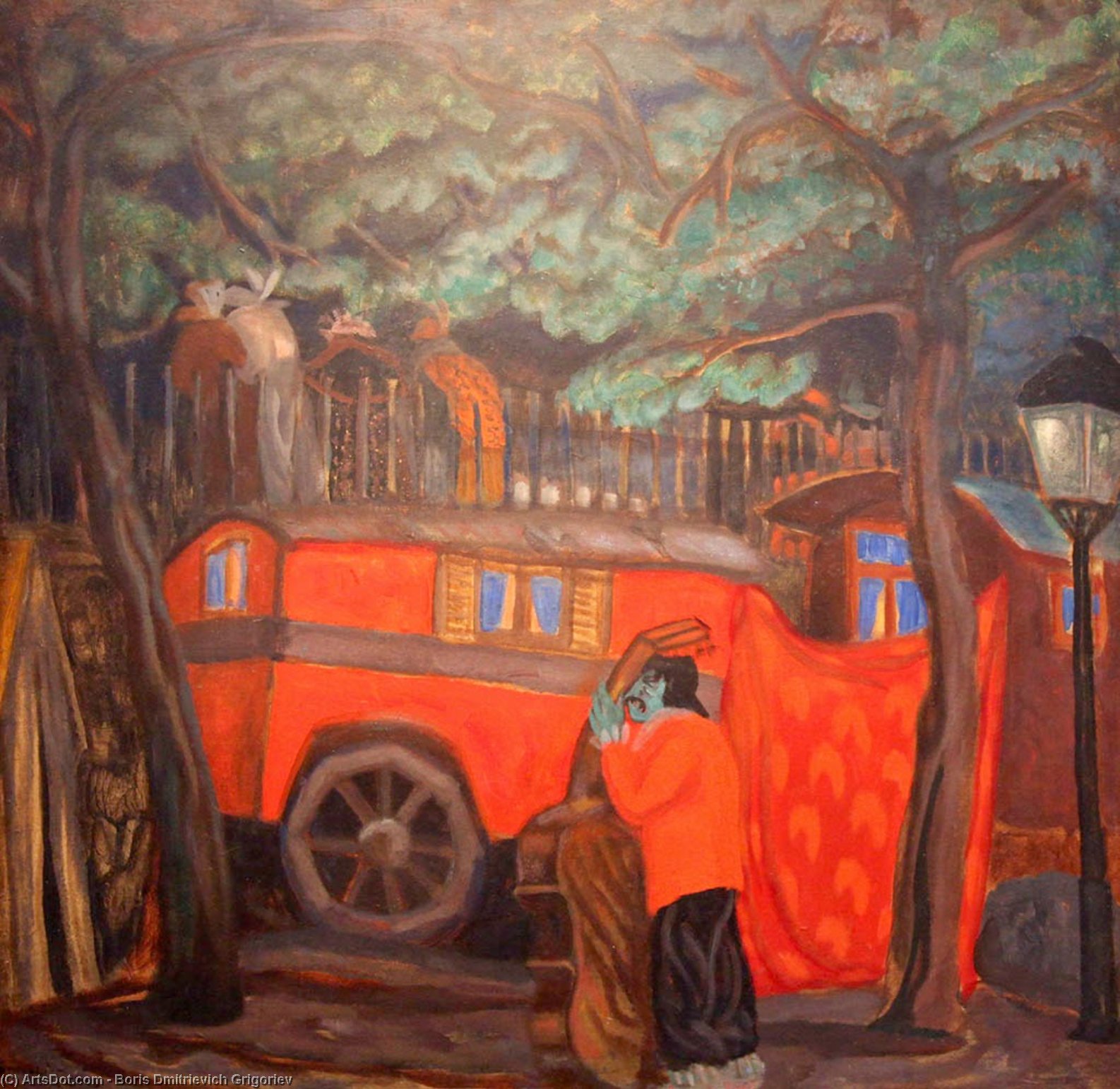 Wikioo.org - The Encyclopedia of Fine Arts - Painting, Artwork by Boris Dmitrievich Grigoriev - The Street Musician