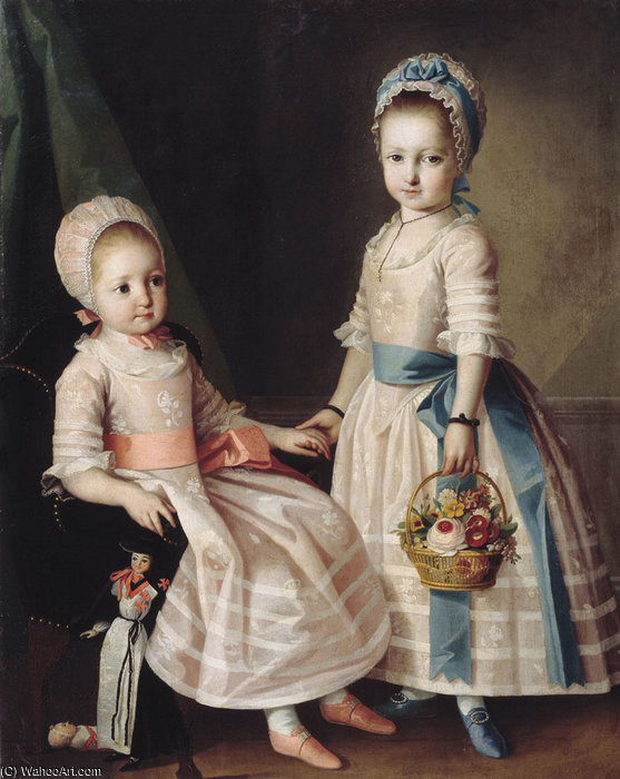 WikiOO.org - Encyclopedia of Fine Arts - Målning, konstverk Carl Ludwig Johann Christineck - Portrait Of Two Sisters