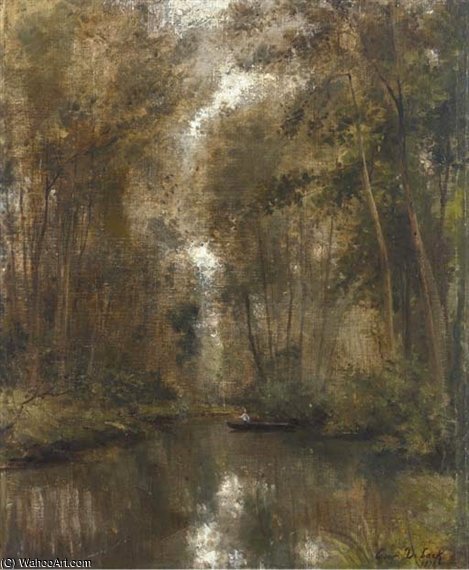 Wikioo.org - The Encyclopedia of Fine Arts - Painting, Artwork by Cesar De Cock - Fishing In The Woods