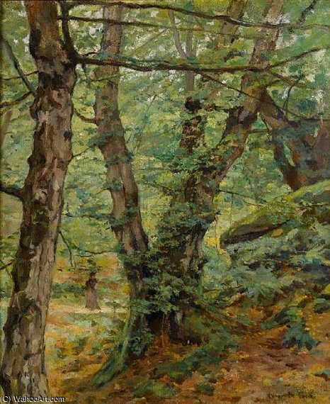 WikiOO.org - Encyclopedia of Fine Arts - Maleri, Artwork Cesar De Cock - Walking In A Forest