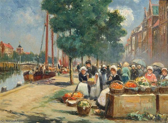 Wikioo.org - The Encyclopedia of Fine Arts - Painting, Artwork by Charles John De Lacy - Flanders Market Place