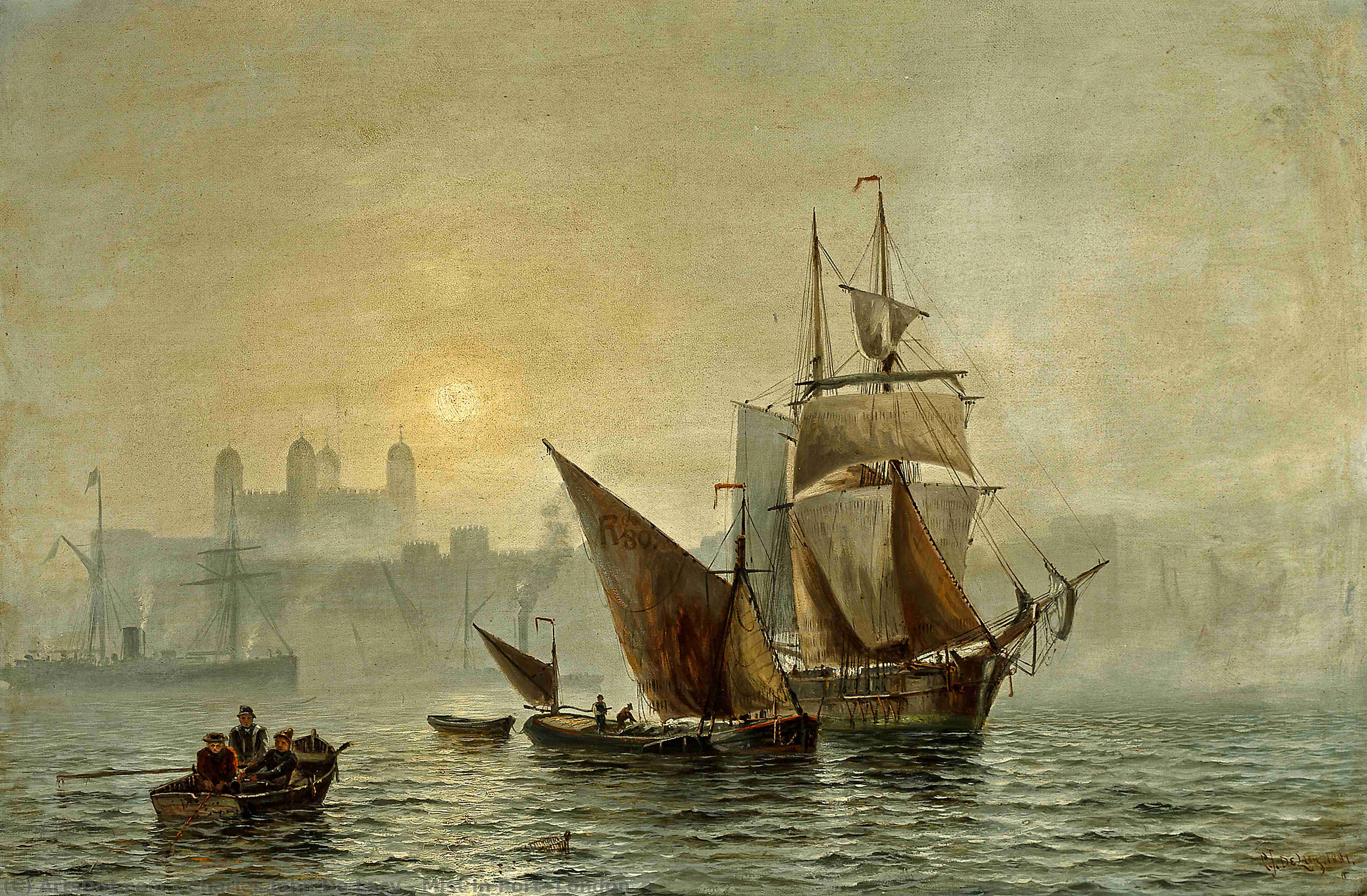WikiOO.org - Encyclopedia of Fine Arts - Festés, Grafika Charles John De Lacy - Mist In Port, London