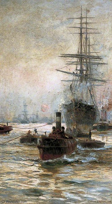 WikiOO.org - Encyclopedia of Fine Arts - Målning, konstverk Charles John De Lacy - Shipping In The Pool Of London