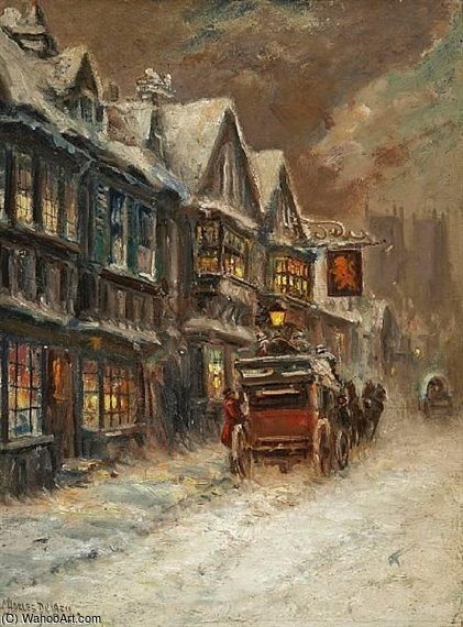 WikiOO.org - Encyclopedia of Fine Arts - Schilderen, Artwork Charles John De Lacy - The Winter Carriage