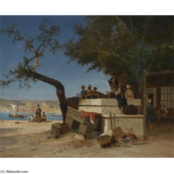 WikiOO.org - Encyclopedia of Fine Arts - Lukisan, Artwork Charles Théodore Frère (Bey) - An Eastern Café