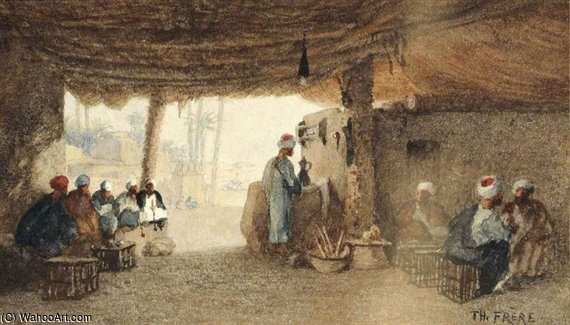 WikiOO.org - Енциклопедия за изящни изкуства - Живопис, Произведения на изкуството Charles Théodore Frère (Bey) - Arabs In An Interior