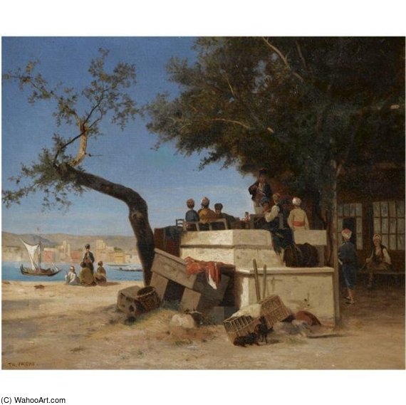 WikiOO.org - Encyclopedia of Fine Arts - Maľba, Artwork Charles Théodore Frère (Bey) - Au Café