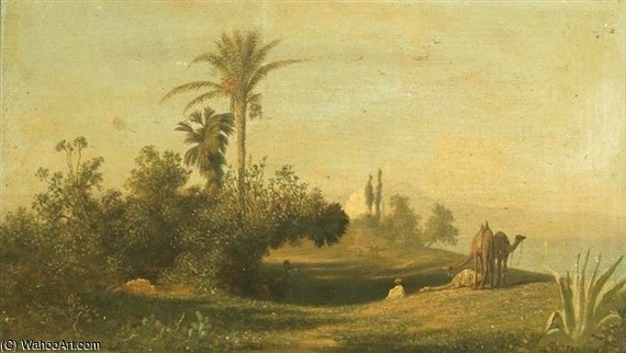 Wikioo.org - The Encyclopedia of Fine Arts - Painting, Artwork by Charles Théodore Frère (Bey) - Caravane Traversant Un Desert