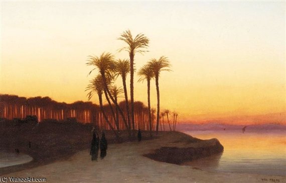 Wikioo.org - The Encyclopedia of Fine Arts - Painting, Artwork by Charles Théodore Frère (Bey) - Evening On The Nile