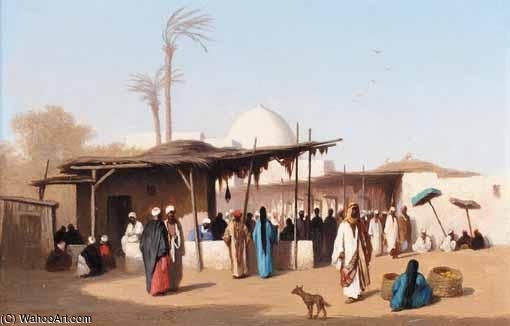 Wikioo.org - Die Enzyklopädie bildender Kunst - Malerei, Kunstwerk von Charles Théodore Frère (Bey) - Markt in Kairo