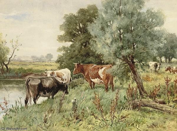 WikiOO.org - دایره المعارف هنرهای زیبا - نقاشی، آثار هنری Claude Cardon - Cows Grazing