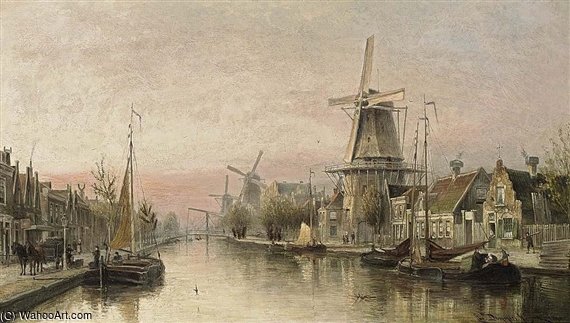 Wikoo.org - موسوعة الفنون الجميلة - اللوحة، العمل الفني Cornelis Christiaan Dommelshuizen - A View Of The Overtoom, Amsterdam