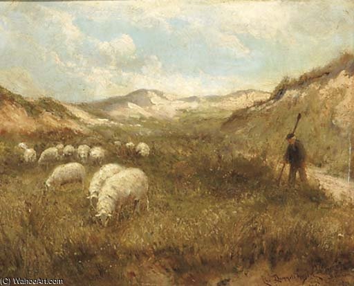 WikiOO.org - Güzel Sanatlar Ansiklopedisi - Resim, Resimler Cornelis Christiaan Dommelshuizen - Guiding The Flock Through The Dunes