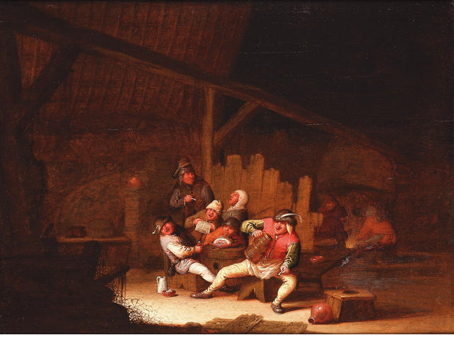 WikiOO.org - Encyclopedia of Fine Arts - Maleri, Artwork Cornelis Mahu - Peasants Carousing In A Barn