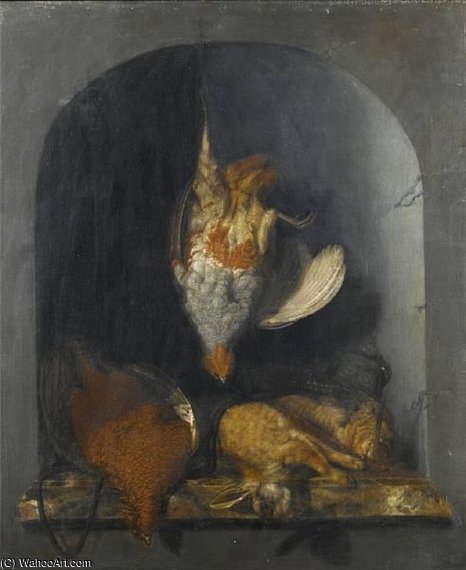 Wikioo.org - The Encyclopedia of Fine Arts - Painting, Artwork by Cornelis Van Lelienbergh - A Dead Partridge Hanging From A Nail