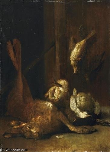 Wikioo.org - The Encyclopedia of Fine Arts - Painting, Artwork by Cornelis Van Lelienbergh - Jagdstillleben Mit Hase Und Vögeln