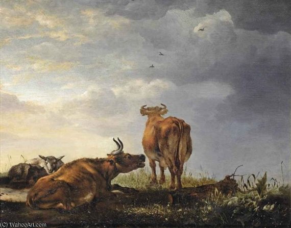 Wikioo.org - The Encyclopedia of Fine Arts - Painting, Artwork by Cornelis Van Lelienbergh - Resting Cattle In A Landscape
