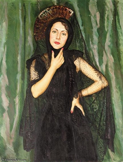 Wikioo.org – La Enciclopedia de las Bellas Artes - Pintura, Obras de arte de Eduardo Chicharro Agüera - Retrato de una dama