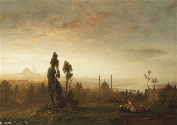 WikiOO.org - 백과 사전 - 회화, 삽화 Ernst Carl Eugen Koerner - A View Of Istanbul And The Bosphorus