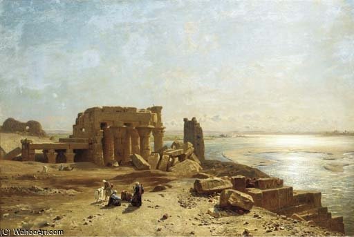 Wikioo.org – La Enciclopedia de las Bellas Artes - Pintura, Obras de arte de Ernst Carl Eugen Koerner - Ruinas egipcias junto al Nilo