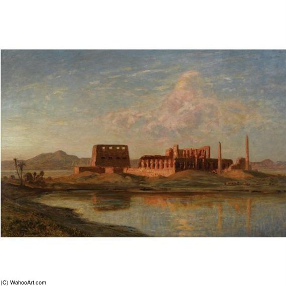 Wikioo.org - The Encyclopedia of Fine Arts - Painting, Artwork by Ernst Carl Eugen Koerner - The Temple Of Karnak At Luxor