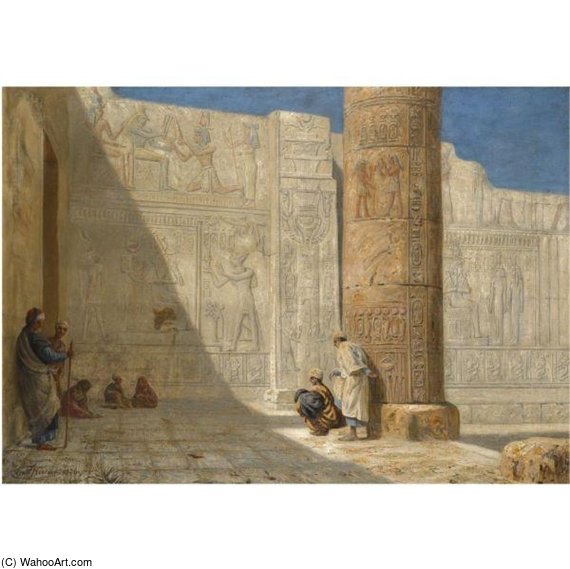 Wikioo.org – La Enciclopedia de las Bellas Artes - Pintura, Obras de arte de Ernst Carl Eugen Koerner - El Templo de Seti I, Abydos