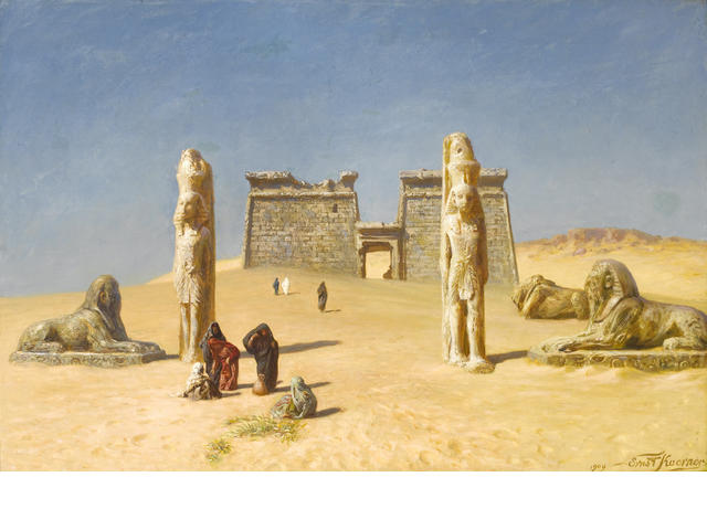 Wikioo.org – La Enciclopedia de las Bellas Artes - Pintura, Obras de arte de Ernst Carl Eugen Koerner - El Templo de Wadi Es-Sebua