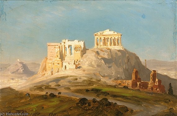 Wikoo.org - موسوعة الفنون الجميلة - اللوحة، العمل الفني Ernst Carl Eugen Koerner - View Of The Akropolis, Athens