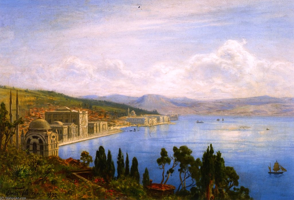 WikiOO.org - Encyclopedia of Fine Arts - Maleri, Artwork Ernst Carl Eugen Koerner - View Of The Bosphorus