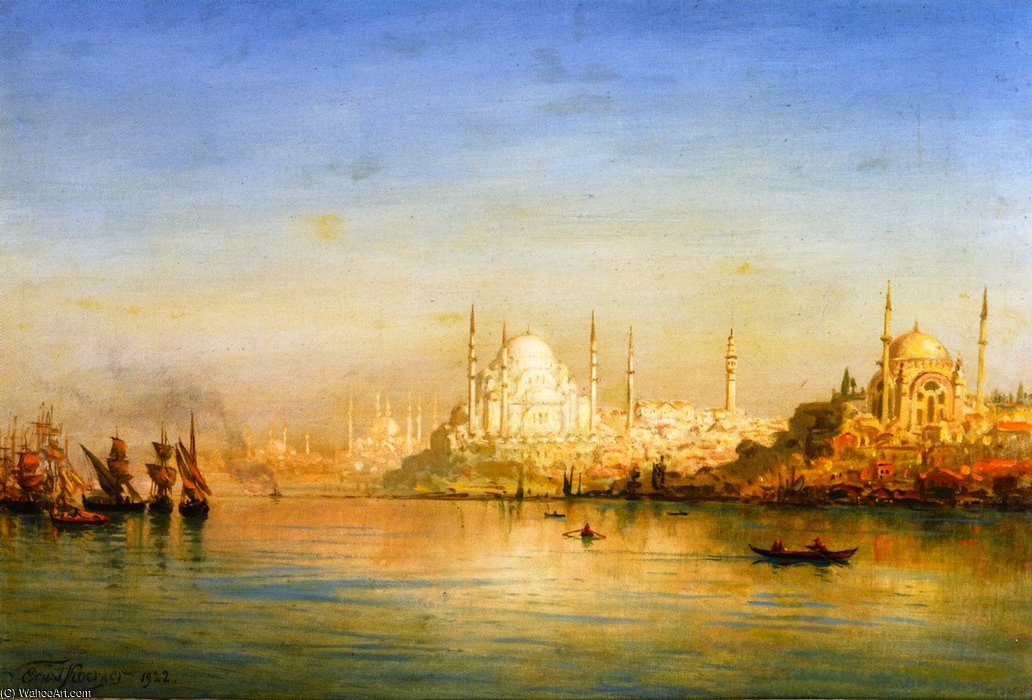 WikiOO.org - Enciclopédia das Belas Artes - Pintura, Arte por Ernst Carl Eugen Koerner - View Of The Bosphorus