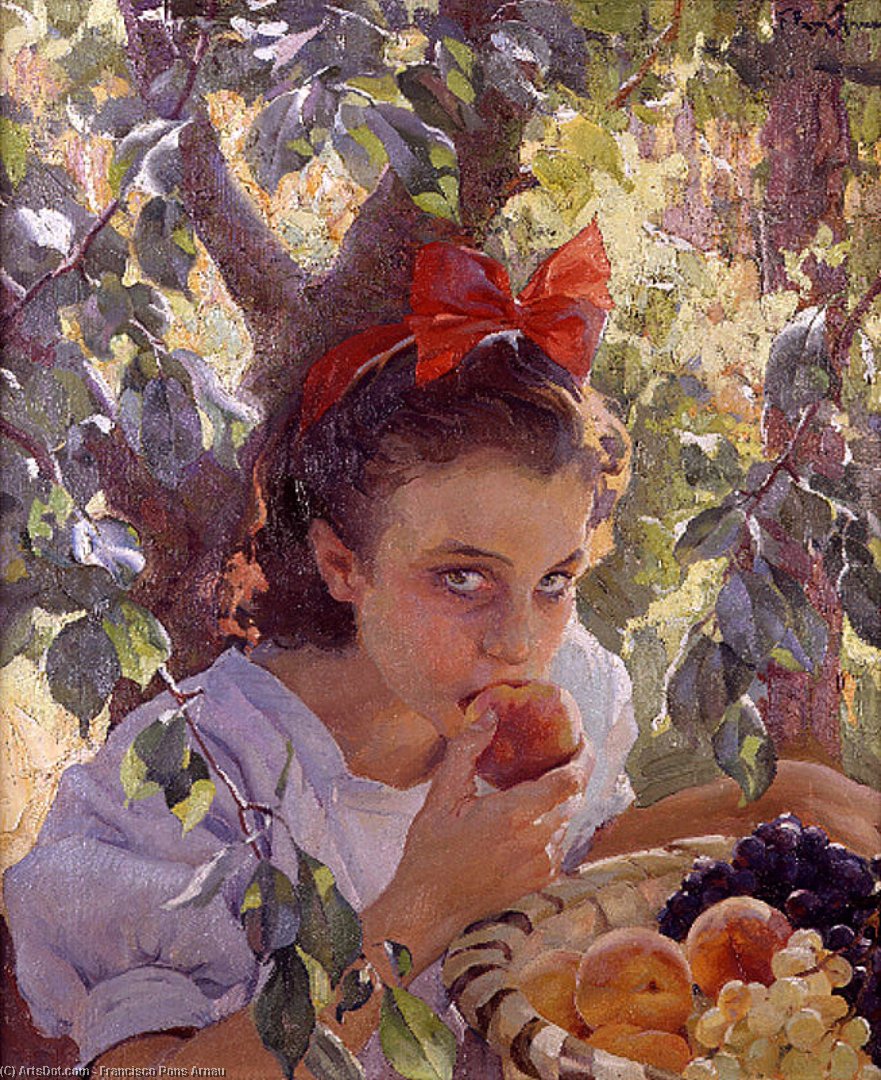 Wikioo.org - The Encyclopedia of Fine Arts - Painting, Artwork by Francisco Pons Arnau - Eating Fruit