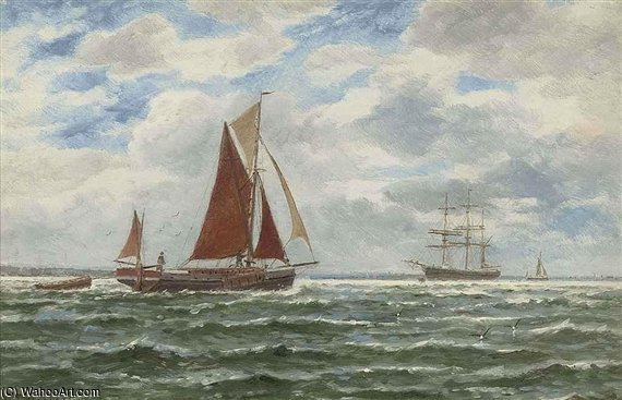 Wikioo.org - The Encyclopedia of Fine Arts - Painting, Artwork by George Stanfield Walters - A Dutch Boat On The Maas