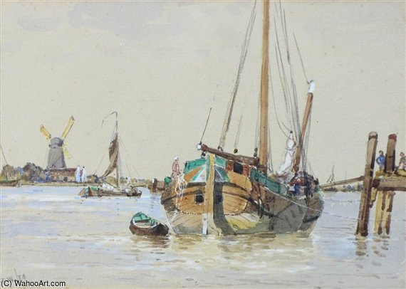 Wikioo.org - The Encyclopedia of Fine Arts - Painting, Artwork by George Stanfield Walters - Fishing Boats