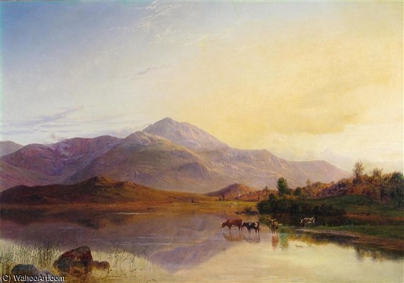 Wikioo.org - The Encyclopedia of Fine Arts - Painting, Artwork by George Stanfield Walters - Highland Lake Scene
