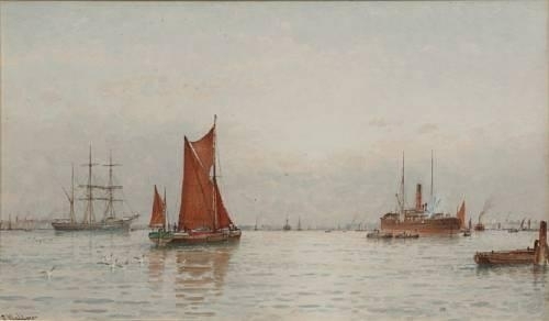 Wikioo.org - The Encyclopedia of Fine Arts - Painting, Artwork by George Stanfield Walters - On The Thames, Deptford Reach