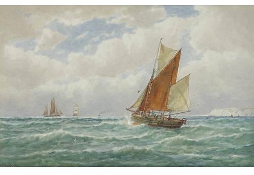 Wikioo.org - The Encyclopedia of Fine Arts - Painting, Artwork by George Stanfield Walters - Trawlers Off Newhaven