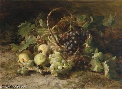 Wikioo.org - The Encyclopedia of Fine Arts - Painting, Artwork by Geraldine Jacoba Van De Sande Bakhuyzen - Corative Still Life With Grapes And Pears