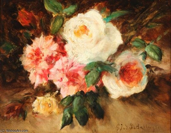 Wikioo.org – La Enciclopedia de las Bellas Artes - Pintura, Obras de arte de Geraldine Jacoba Van De Sande Bakhuyzen - sigue la vida de clavel  asícomo  Blanco  las rosas