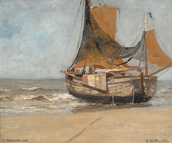 WikiOO.org - Εγκυκλοπαίδεια Καλών Τεχνών - Ζωγραφική, έργα τέχνης Gerhard Arij Ludwig Morgenstje Munthe - Barge On The Beach